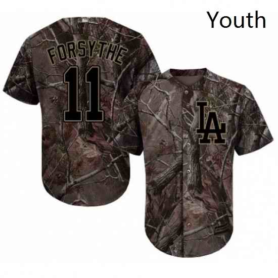 Youth Majestic Los Angeles Dodgers 11 Logan Forsythe Authentic Camo Realtree Collection Flex Base MLB Jersey
